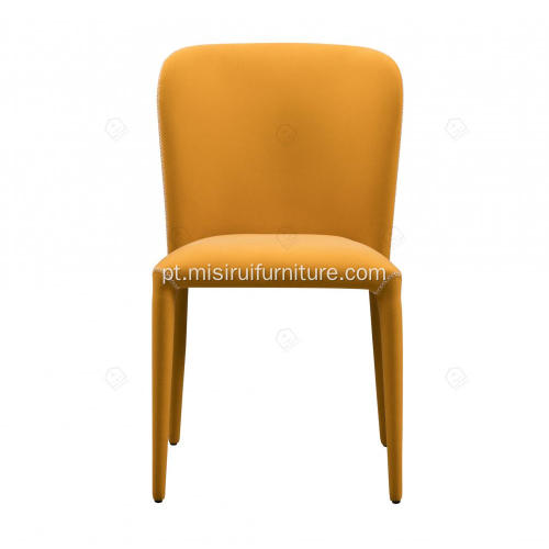 Cadeiras de couro de sela de veludo amarelo minimalista italiano